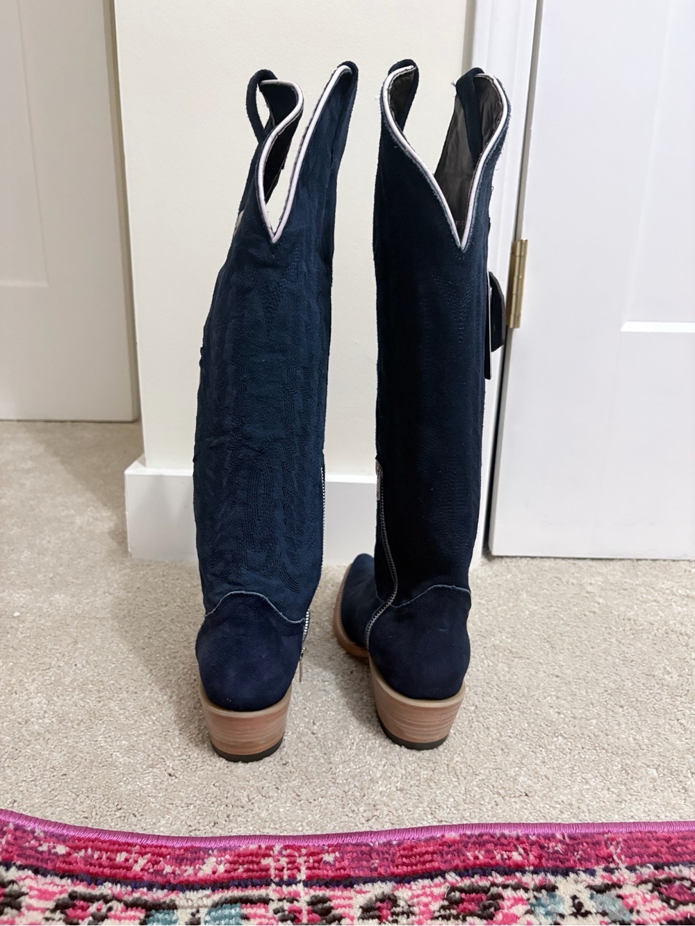 Navy Suede Tall Western Cowboy Boots from Rockem - Picture 6 of 6